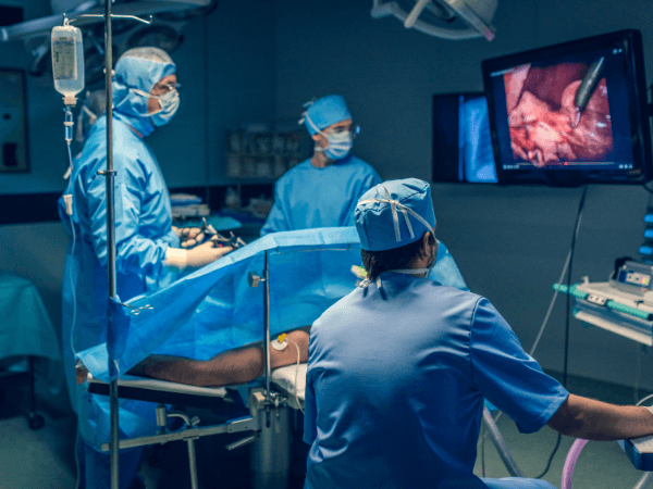 Surgical team performing a procedure